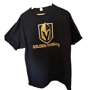 Vegas Golden Knights Men's XL Black T-Shirt Logo 100% Cotton By Hanes-00078